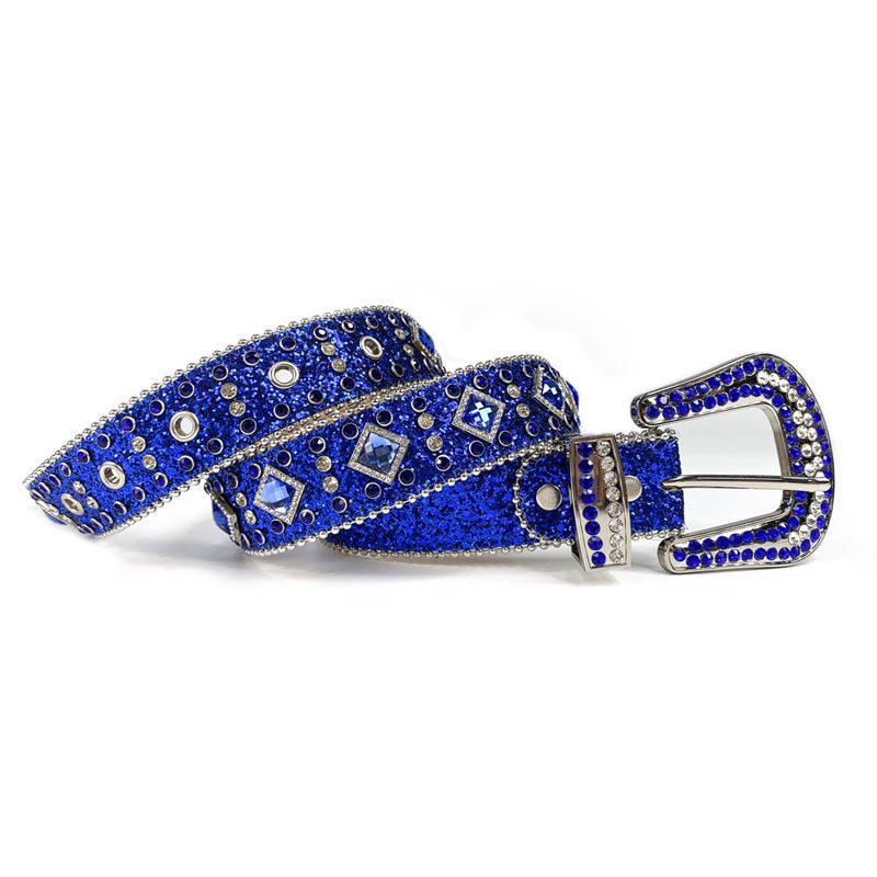 Women's Gold Rhinestone Belts Men's Western Luxury Buckle Belts Diamond  Encrusted Belts Blue 38 inch at  Women's Clothing store