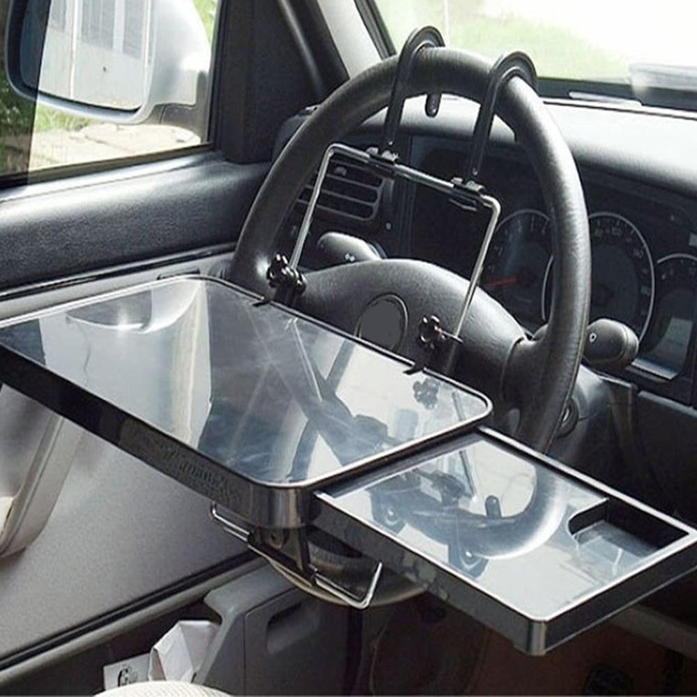 Kwak's Car Table Multifunctional Folding Desk for Car Steering Wheel Back  Seat Double Drawers Food Tray in Car Drink Holder Stable Foldable Tabletop