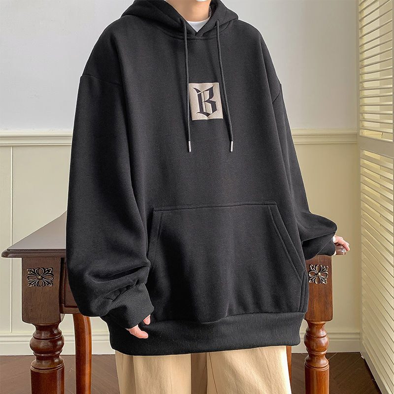 Men's Hooded Sweatshirt, Winter Casual Solid Alphabet Print Long